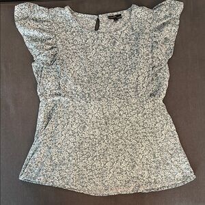 Nursing Queen Floral Ruffle Sleeve Blouse - Sage